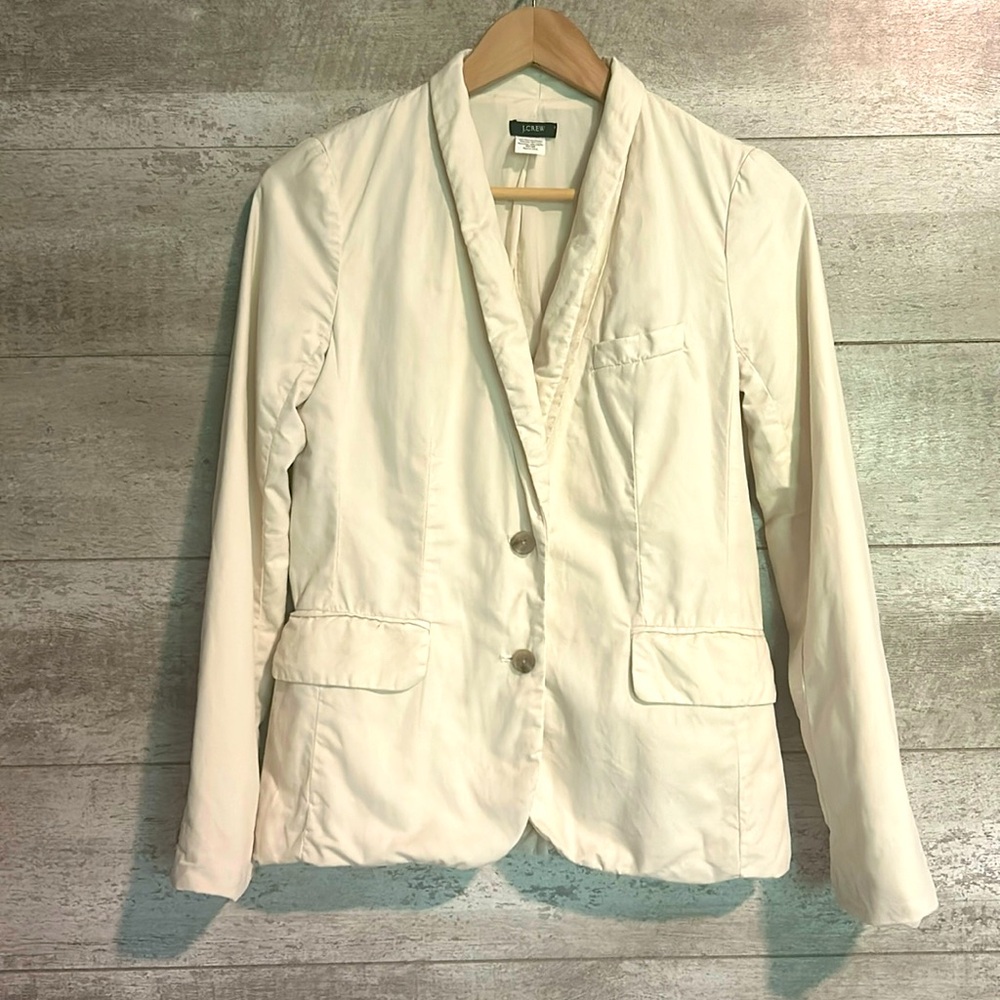 J. Crew Cream Women’s Cotton/Linen Lined Blazer Jacket sz 0